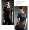 Compression sports tights short-sleeved women&#39;s stretch yoga clothes running quick-drying T-shirt training fitness clothing female slim suit