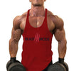 Summer Cotton Fitness Muscle Men&#39;s Thin Shoulder Strap I-print Halter Vest